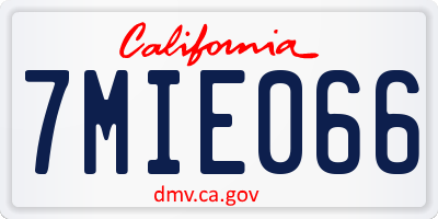 CA license plate 7MIE066
