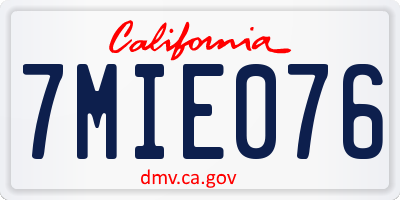 CA license plate 7MIE076