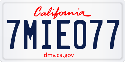 CA license plate 7MIE077