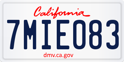 CA license plate 7MIE083