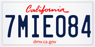 CA license plate 7MIE084