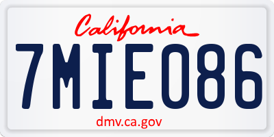 CA license plate 7MIE086