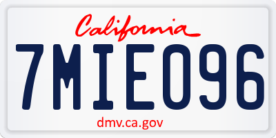 CA license plate 7MIE096