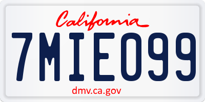 CA license plate 7MIE099