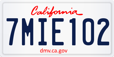 CA license plate 7MIE102