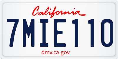CA license plate 7MIE110