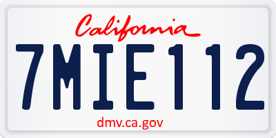 CA license plate 7MIE112