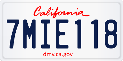 CA license plate 7MIE118