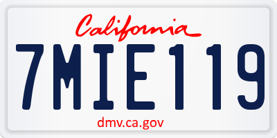 CA license plate 7MIE119