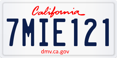 CA license plate 7MIE121