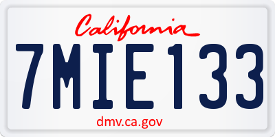 CA license plate 7MIE133