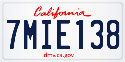 CA license plate 7MIE138