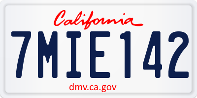 CA license plate 7MIE142