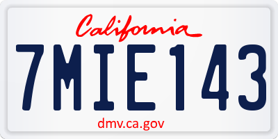 CA license plate 7MIE143