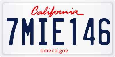 CA license plate 7MIE146