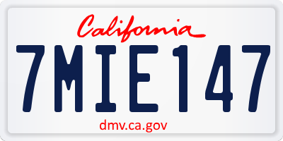 CA license plate 7MIE147