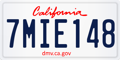 CA license plate 7MIE148