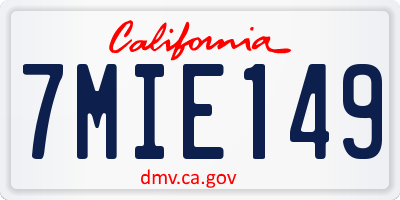 CA license plate 7MIE149