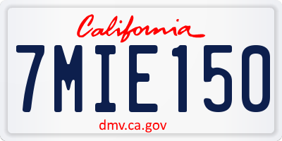 CA license plate 7MIE150
