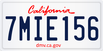 CA license plate 7MIE156