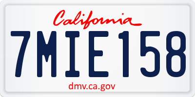 CA license plate 7MIE158