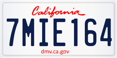 CA license plate 7MIE164