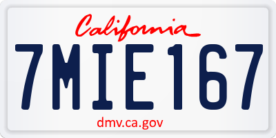 CA license plate 7MIE167