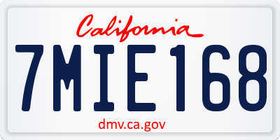 CA license plate 7MIE168