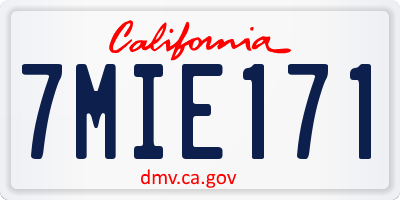 CA license plate 7MIE171