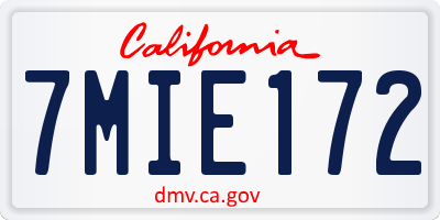 CA license plate 7MIE172
