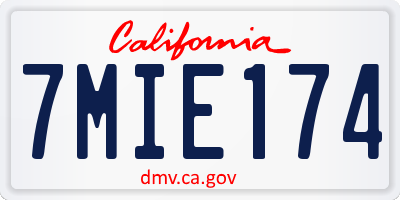 CA license plate 7MIE174