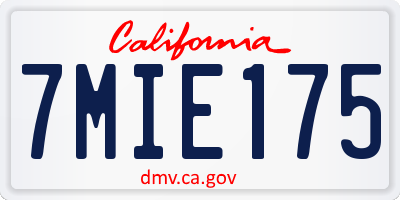 CA license plate 7MIE175