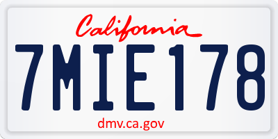 CA license plate 7MIE178