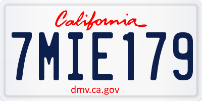 CA license plate 7MIE179