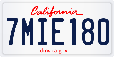 CA license plate 7MIE180