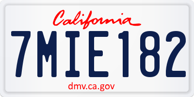 CA license plate 7MIE182