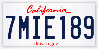 CA license plate 7MIE189