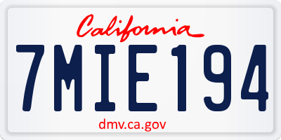 CA license plate 7MIE194