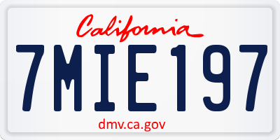 CA license plate 7MIE197