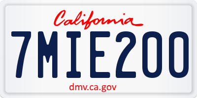 CA license plate 7MIE200