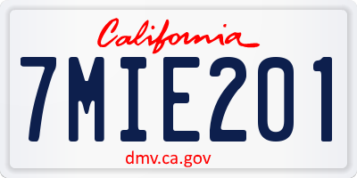 CA license plate 7MIE201