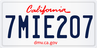 CA license plate 7MIE207