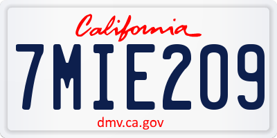 CA license plate 7MIE209