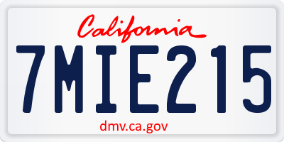 CA license plate 7MIE215