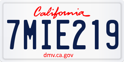 CA license plate 7MIE219