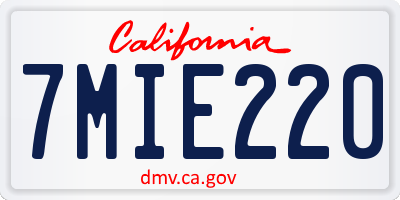 CA license plate 7MIE220