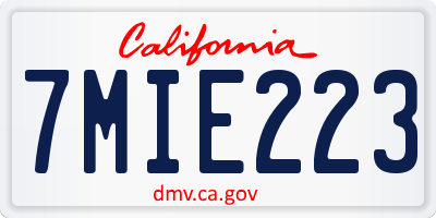 CA license plate 7MIE223