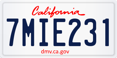 CA license plate 7MIE231