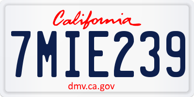 CA license plate 7MIE239