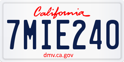 CA license plate 7MIE240